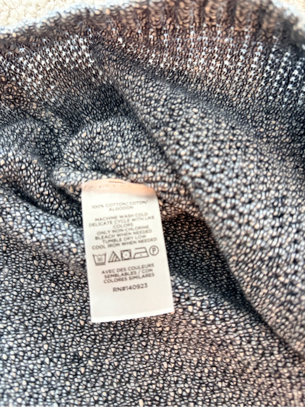 NWT Loft 100% Cotton Marled Blue Gray Crewneck Sweater Size XL - Picture 4 of 4